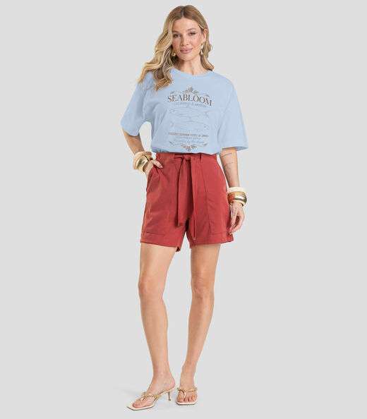 T- Shirt Oversized Feminina Estampada Dianna Azul