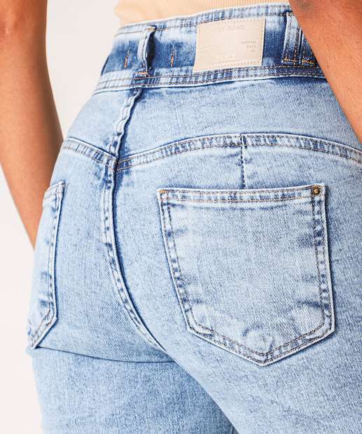 Calça Jeans Skinny Feminina Marmorizada Azul