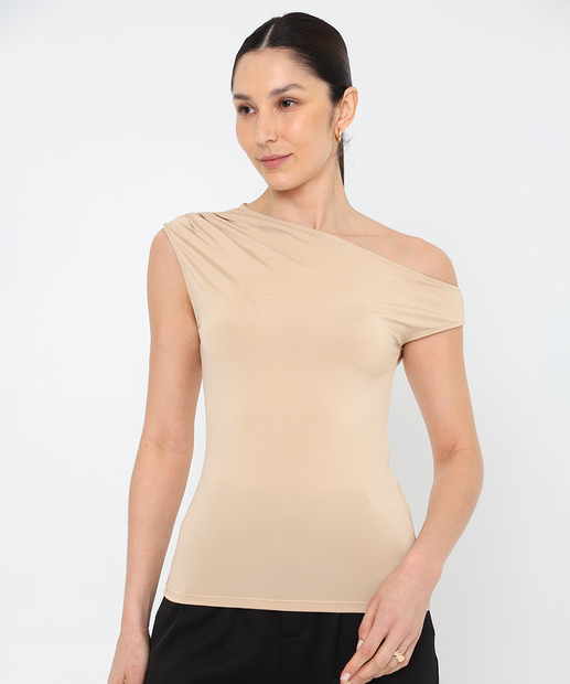Blusa Feminina Ombro Assimétrico Marisa Bege