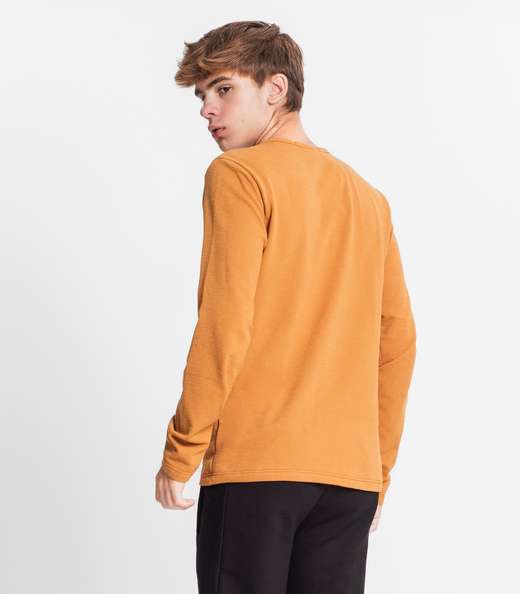 Camiseta Manga Longa Juvenil Em Meia Malha Minty Marrom