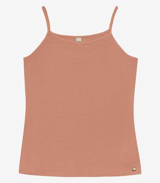 Blusa de Alça Feminina Viscotorcion Básica Rovitex Marrom