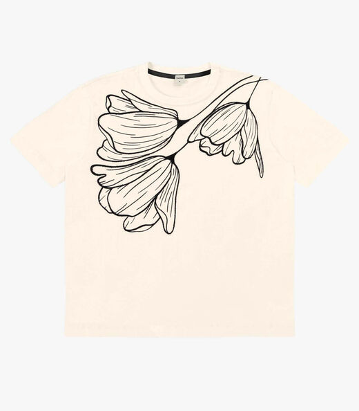 Camiseta Feminina Meia Malha Com Estampa Rovitex Bege