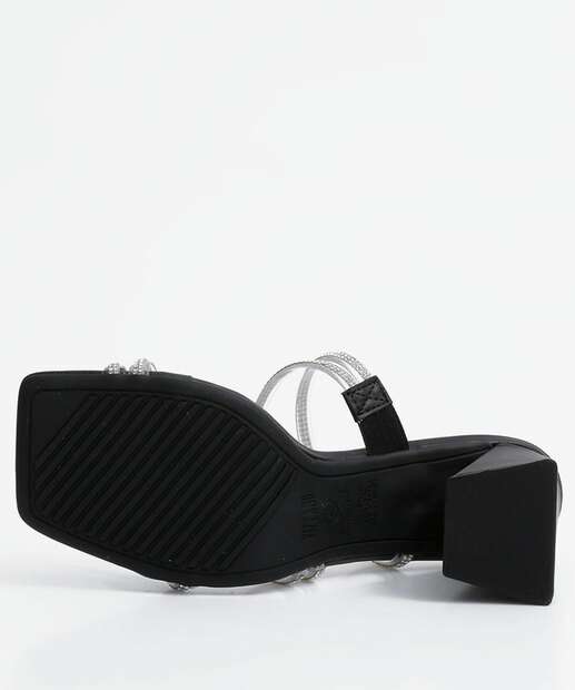 Tamanco Feminino Salto Grosso Strass Vizzano 