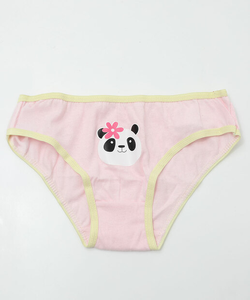 Kit 5 Calcinhas Infantil Panda Marisa Tam 2 a 12 Rosa