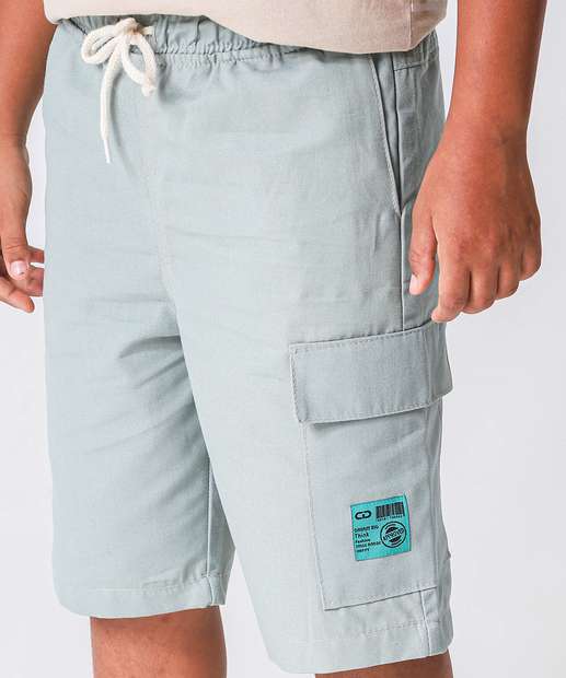 Bermuda Juvenil Sarja Cargo Tam 10 a 16 Verde