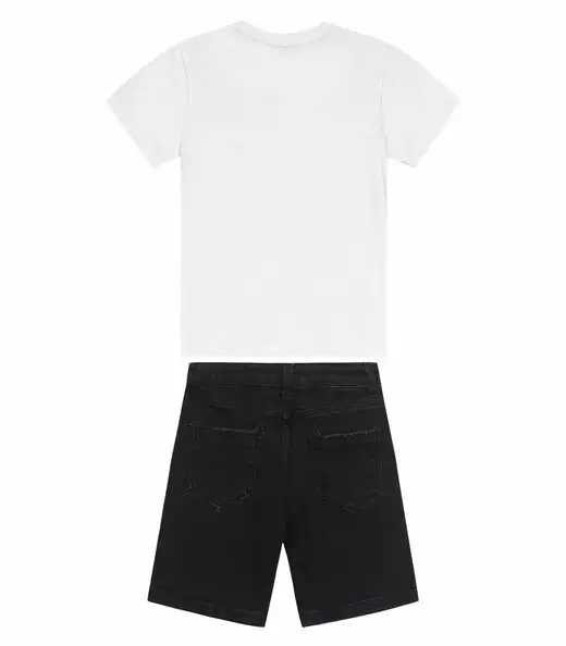 Conjunto Infantil Camiseta Com Bermuda Trick Nick Branco