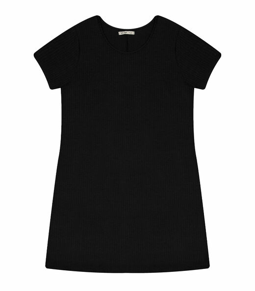 Vestido Plus Size Canelado Secret Glam Preto