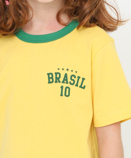 Camiseta Infantil Copa do Mundo Brasil Marisa Tam 4 a 16 Amarelo