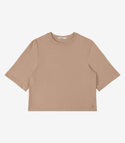 Blusa Feminina Manga Curta em Molecotton Endless Marrom
