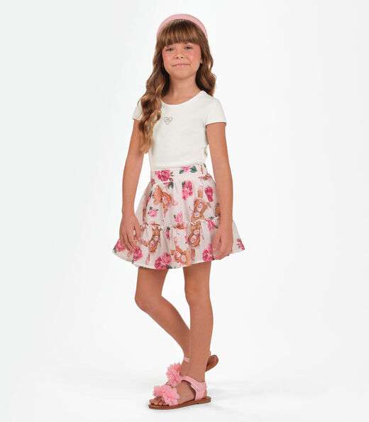 Conjunto Blusa com Saia Menina Trick Nick Bege