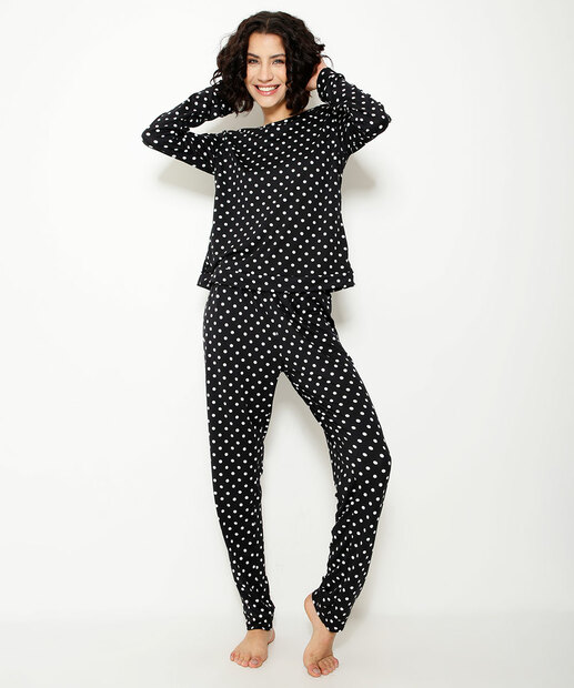 Pijama Feminino Estampa Poá Manga Longa Marisa