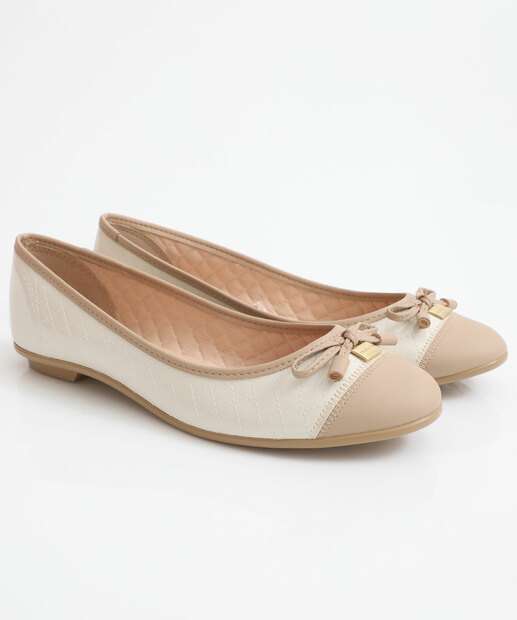 Sapatilha Feminina Bicolor Verniz Moleca Bege