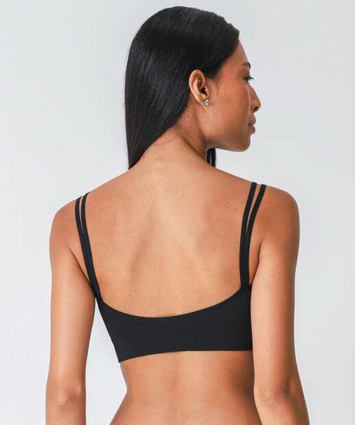 Sutiã Top Sem Bojo Canelado Alças Finas DelRio