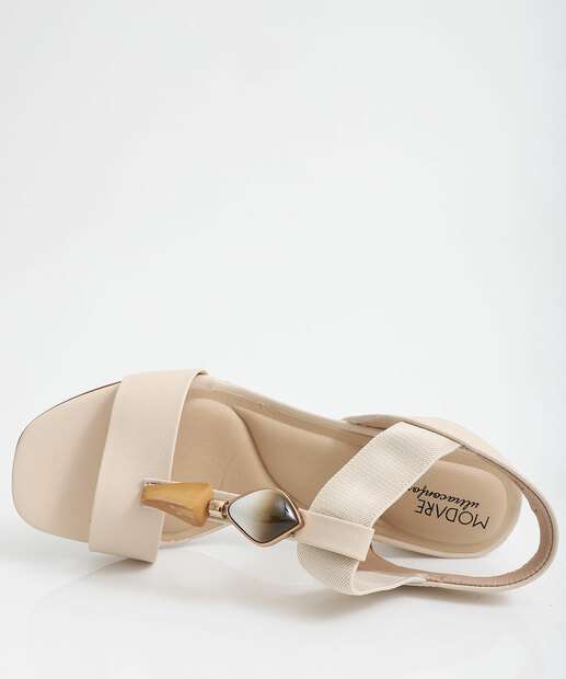 Sandália Feminina Salto Grosso Modare Bege