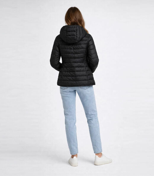 Jaqueta Puffer Feminina Com Capuz Sea Surf Preto