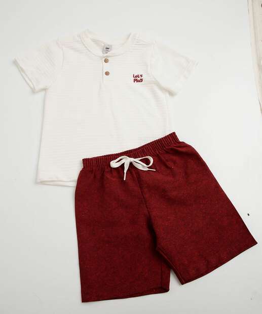 Conjunto Infantil Botões Textura MR Tam 1 a 3