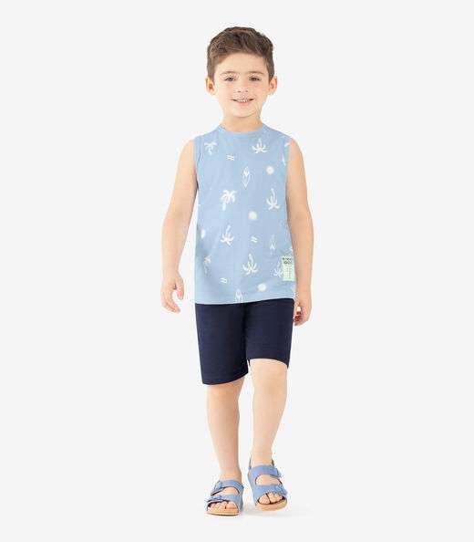 Conjunto Infantil Machão Com Bermuda Rovi Kids Azul