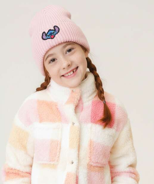 Image_Touca Infantil Bordado Stitch Disney Tam 4 a 8 Rosa