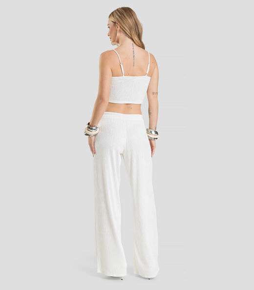 Top Cropped Feminino De Alça Texturizada Dianna Bege