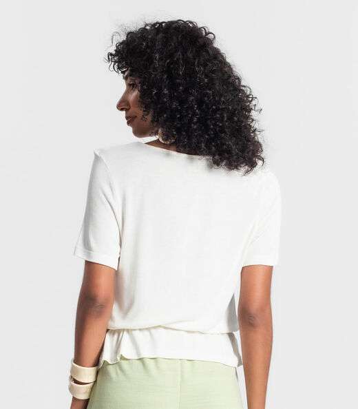 Blusa Feminina Manga Curta Rovitex Bege