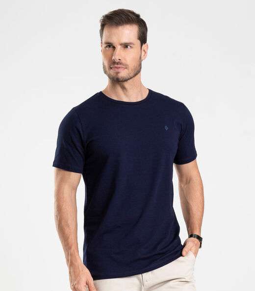 Camiseta Masculina Básica Meia Malha Diametro Azul