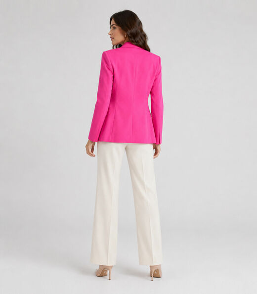 Blazer Alongado Feminino Em Alfaiataria Aishty Rosa