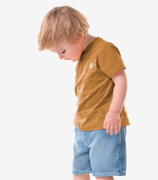 Conjunto Camiseta Com Bermuda Infantil Trick Nick Marrom