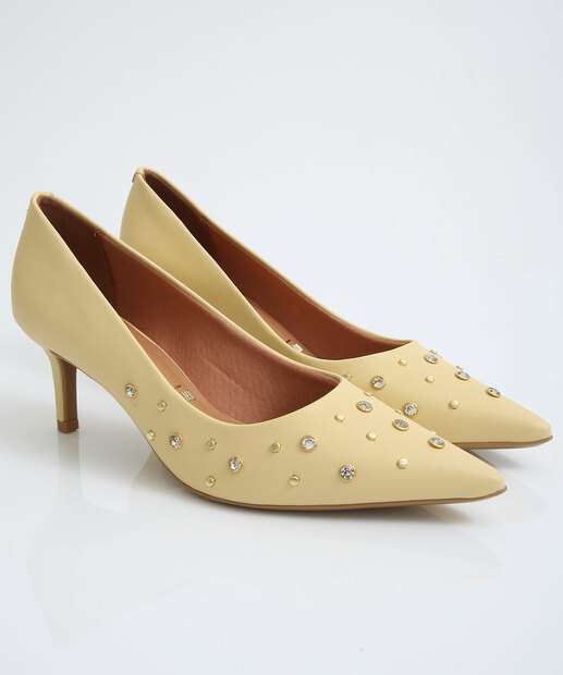 Scarpin Feminino Strass Bico Fino Salto Fino Vizzano