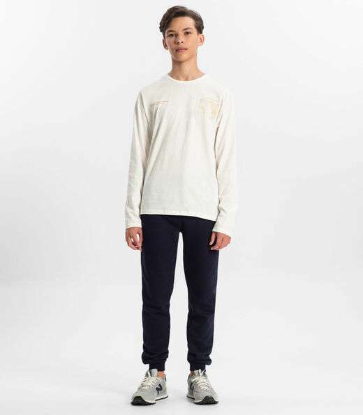 Camiseta Juvenil Masculina Manga Longa Minty Bege