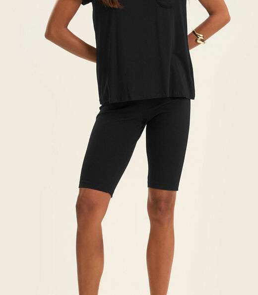 Bermuda Ciclista Feminina em Cotton Pesado Rovitex Preto