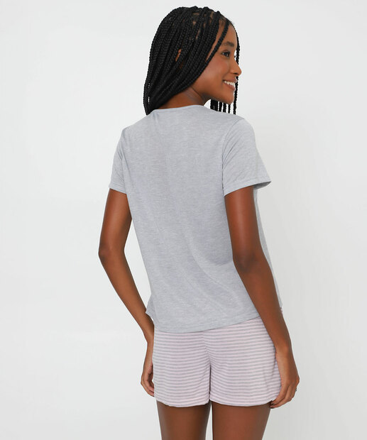 Pijama Feminino Estampa Margarida Marisa Cinza