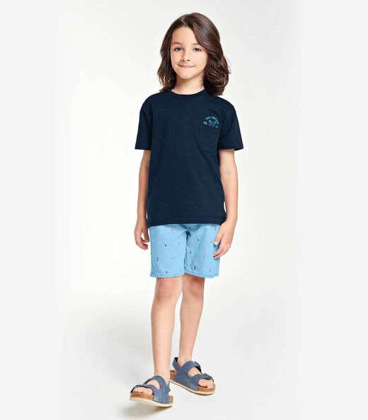 Conjunto Infantil Camiseta Com Bermuda Trick Nick Azul