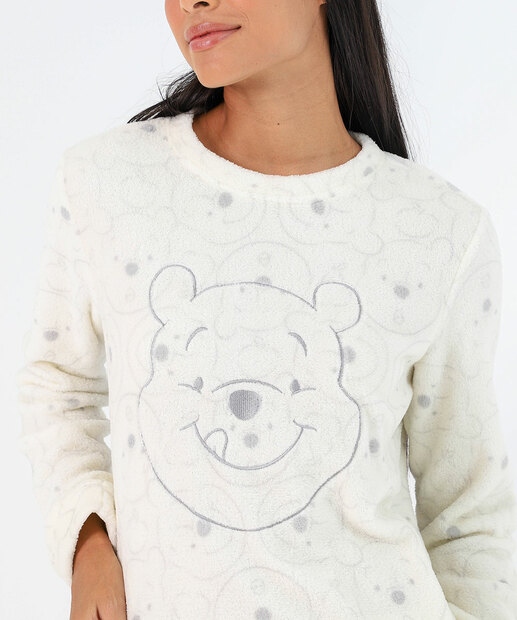 Pijama Feminino Plush Ursinho Pooh Disney Off White