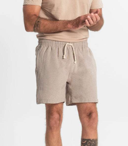 Bermuda Masculina Sarja Elástico E Bolsos Shift Bege