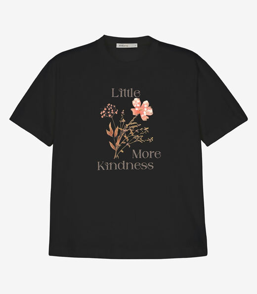 Camiseta T-shirt Feminina Com Estampa Endless Preto