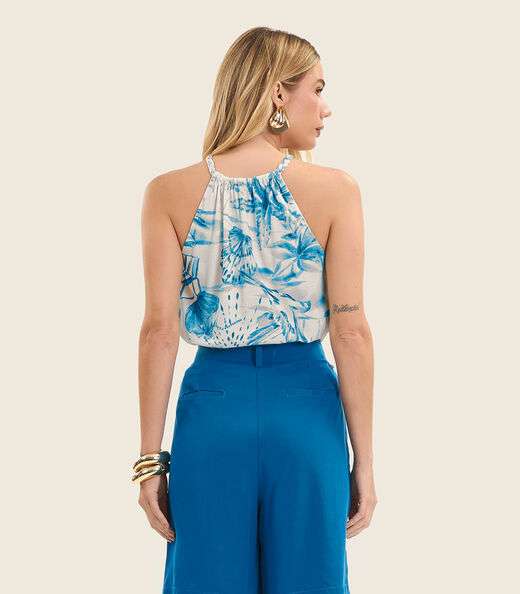 Blusa de Alça Feminina em Meia Malha Endless Azul