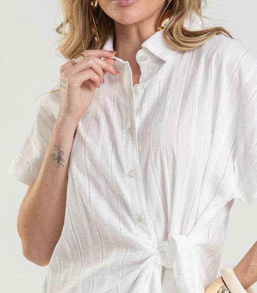 Camisa Feminina em Tricoline Dianna Bege