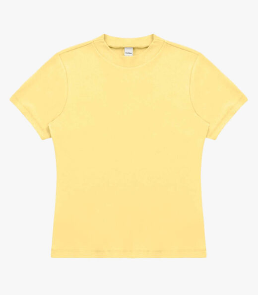 Image_Blusa Feminina Básica Em Ribana Com Gola Rovitex Amarelo