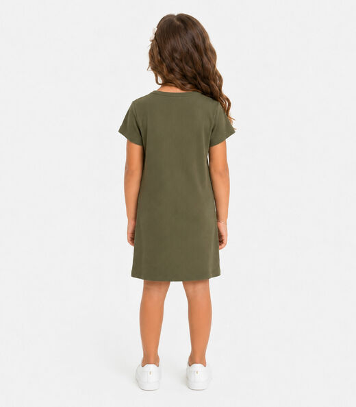 Vestido Infantil Ribana Canelada E Estampa Select Verde