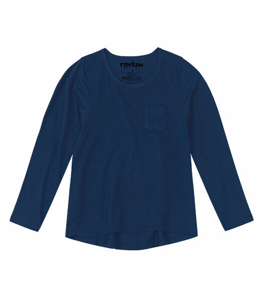 Blusa Infantil Básica Bolso Rovitex Kids Azul
