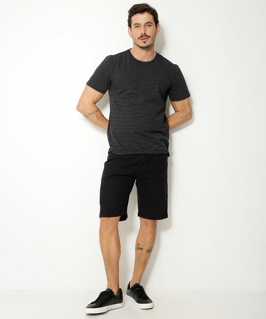 Camiseta Masculina Listrada Manga Curta
