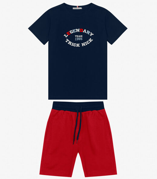 Conjunto Camiseta com Bermuda Trick Nick Azul Marinho