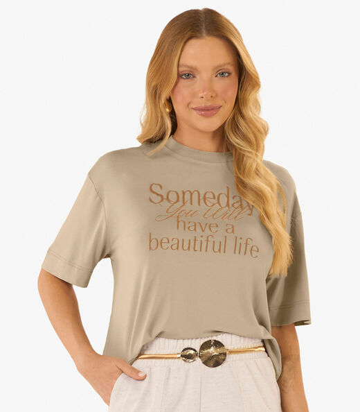 Blusa Feminina Viscotorcion Com Estampa Rovitex Marrom