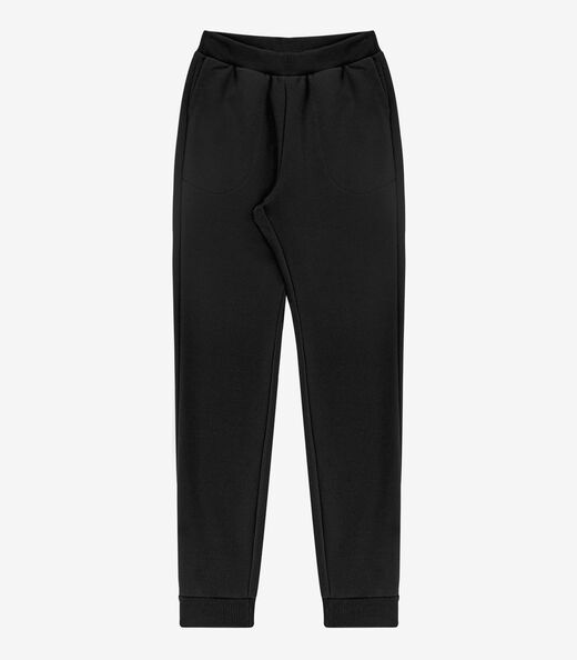 Calça Feminina Jogger Em Moletom Peluciado Rovitex Preto