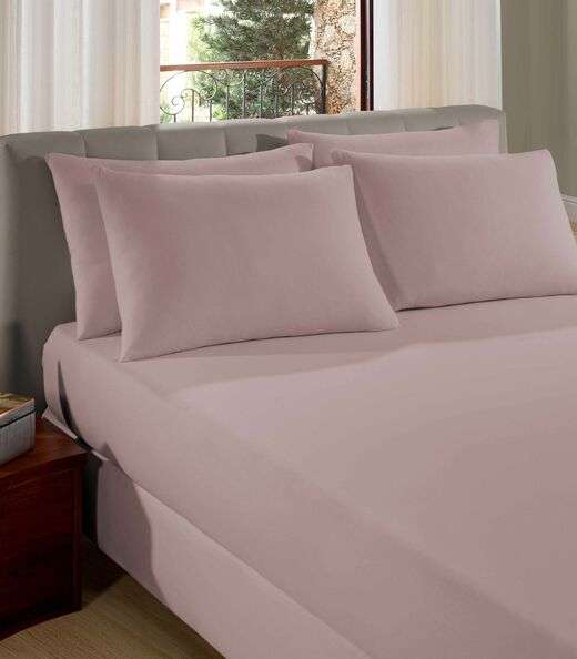 Image_Lençol Casal Premium Fio Penteado Liso Vivaldi Rosa