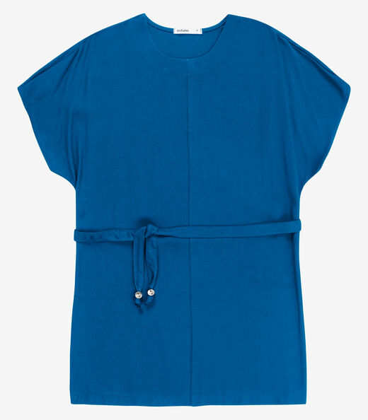 Image_Vestido Feminino Curto Com Cinto Viscose Endless Azul