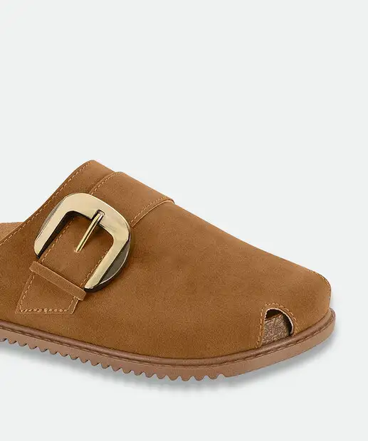 Mule Feminino Fivela Bico Redondo Beira Rio Marrom