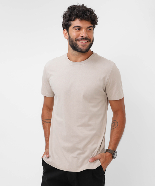 Image_Camiseta Masculina Básica Manga Curta Marisa Bege