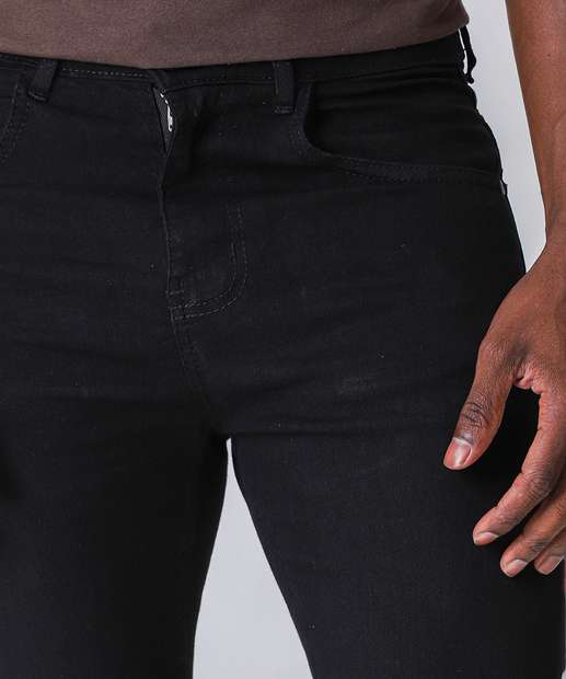 Calça Masculina Jeans Skinny Bolsos Preto