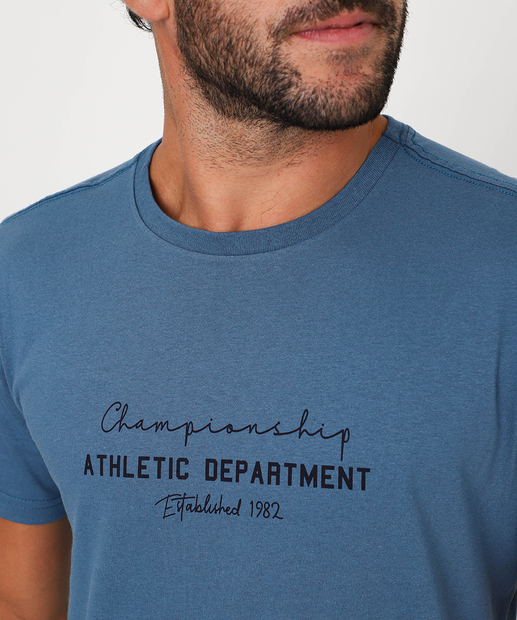 Camiseta Masculina Estampa Frontal Marisa Azul